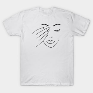 Womans Face With Hand Over Her Eye T-Shirt